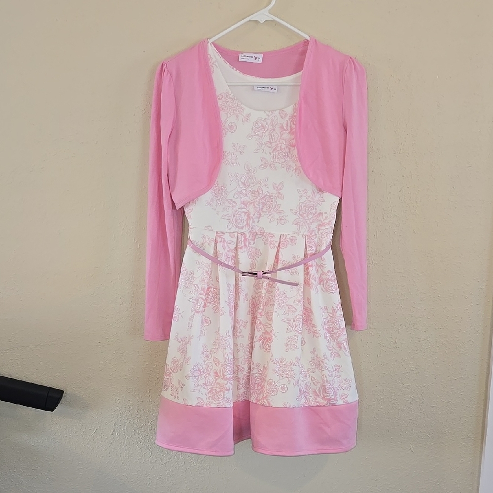 Knit Works Pink and White Floral Girls Dress